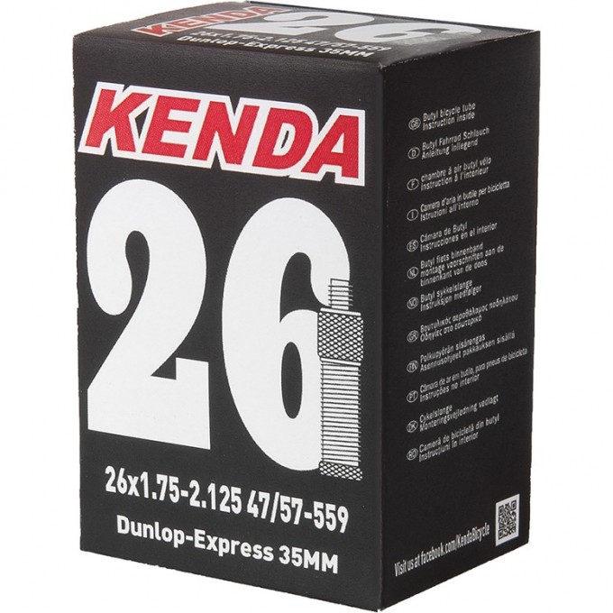 Камера резиновая KENDA 26''x1,75-2.125 стандарт a/v 511313 Камера резиновая KENDA 26''x1,75-2.125 стандарт a/v 511313